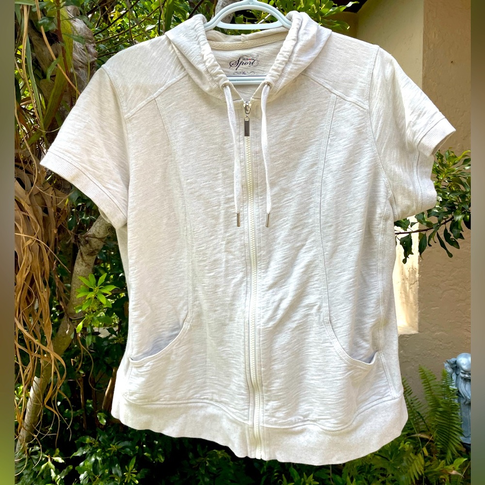 Short Sleeve Zip Heather Hoodie